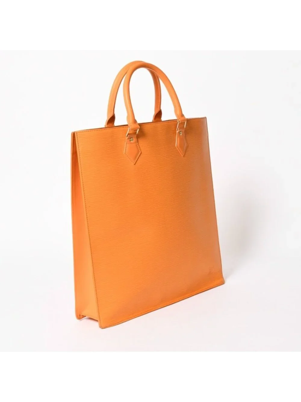 Louis Vuitton Sac Plat GM Tote Bag Business Square Shape Epi Leather Orange Gold